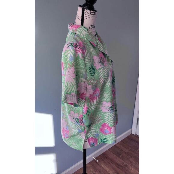 Sag Harbor Women’s PM Short Sleeve Button Down Hawaiian Shirt Tropical Casual - Picture 4 of 7